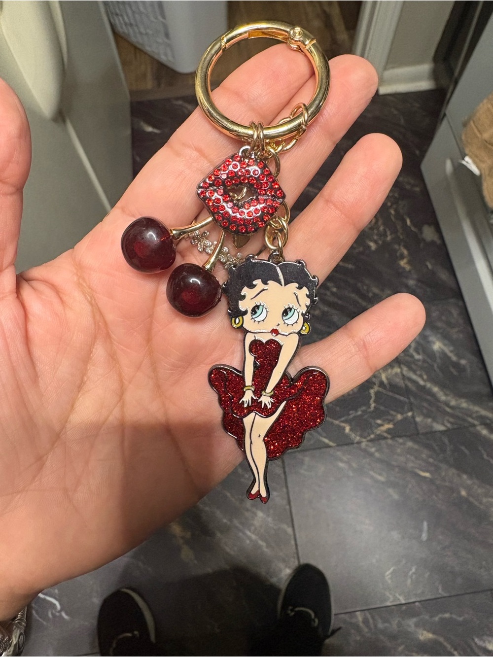 Betty Boop, Cherry & Kiss Lips Bag Charm or Key Chain - NWT - Picture 2 of 3
